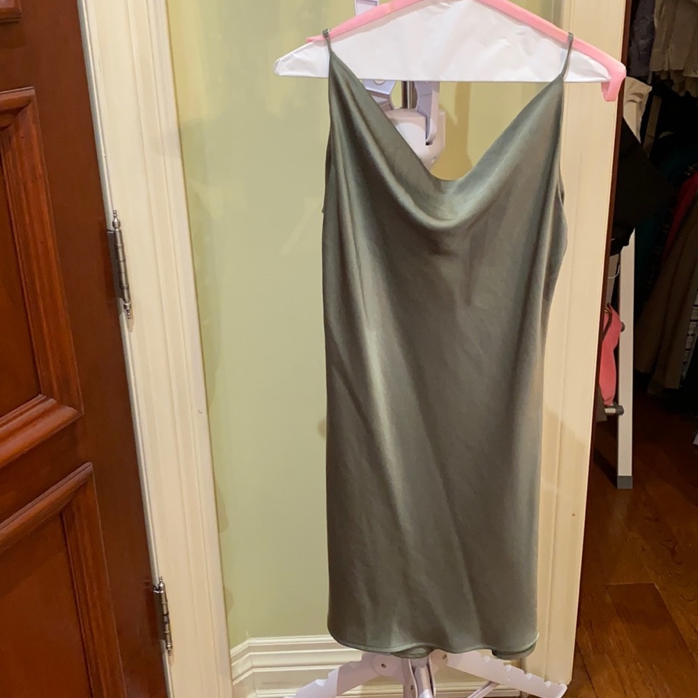 Green slip dress